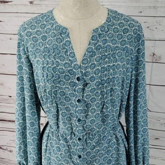 Terra & sky long sleeve button boho tunic size 14w blouse - Picture 7 of 7